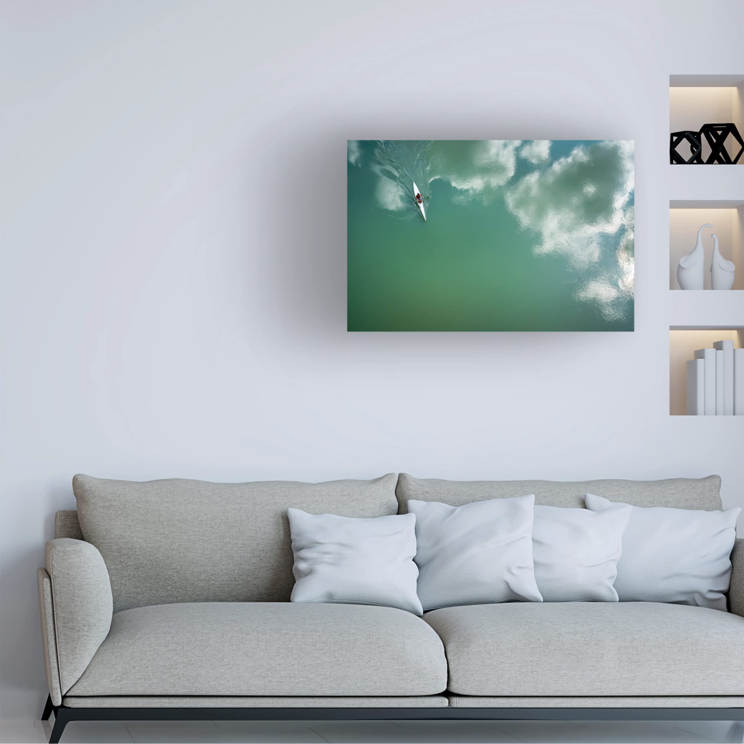 Trademark Fine Art 'Kayak' Canvas Wall Art Print by Riccardo Lucidi - Modern Coastal Decor for Living Room, Bedroom & Office