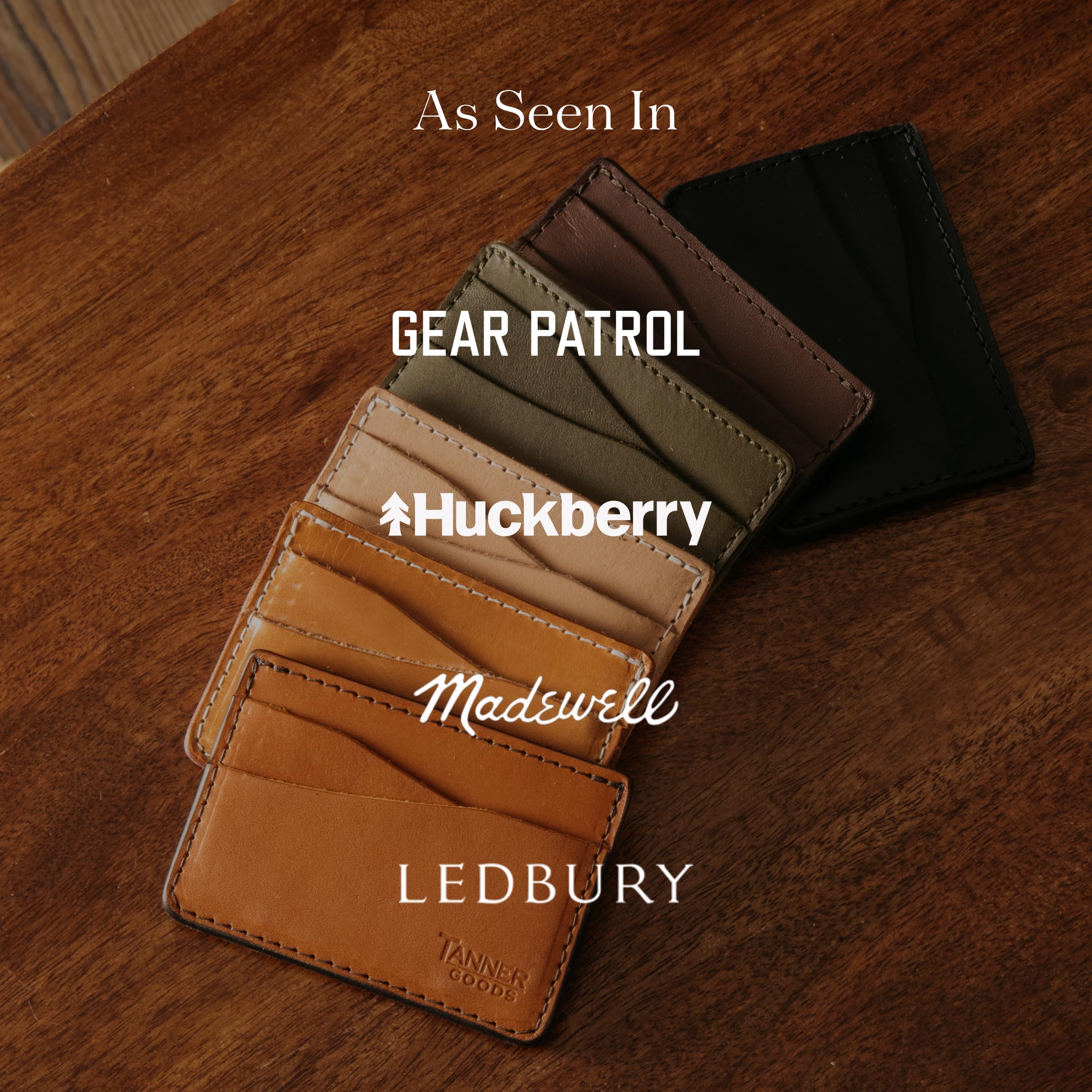 TANNER GOODS Men's Leather Wallet - Slim Front Pocket 4 Card Holder, Journeyman Series in Cognac Brown | Perfect for Everyday Carry, Travel & Minimalist Lifestyle