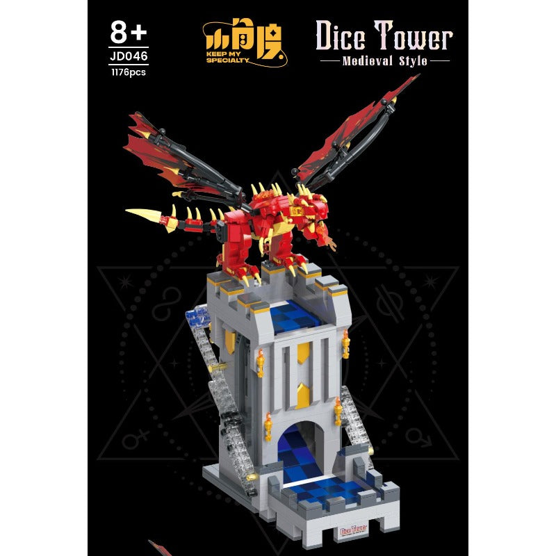 1176PCS XJD JD046 Dungeons & Dragons Medieval Dice Tower - D&D RPG Accessories for Tabletop Gaming, Dice Rolling & Fantasy Board Games