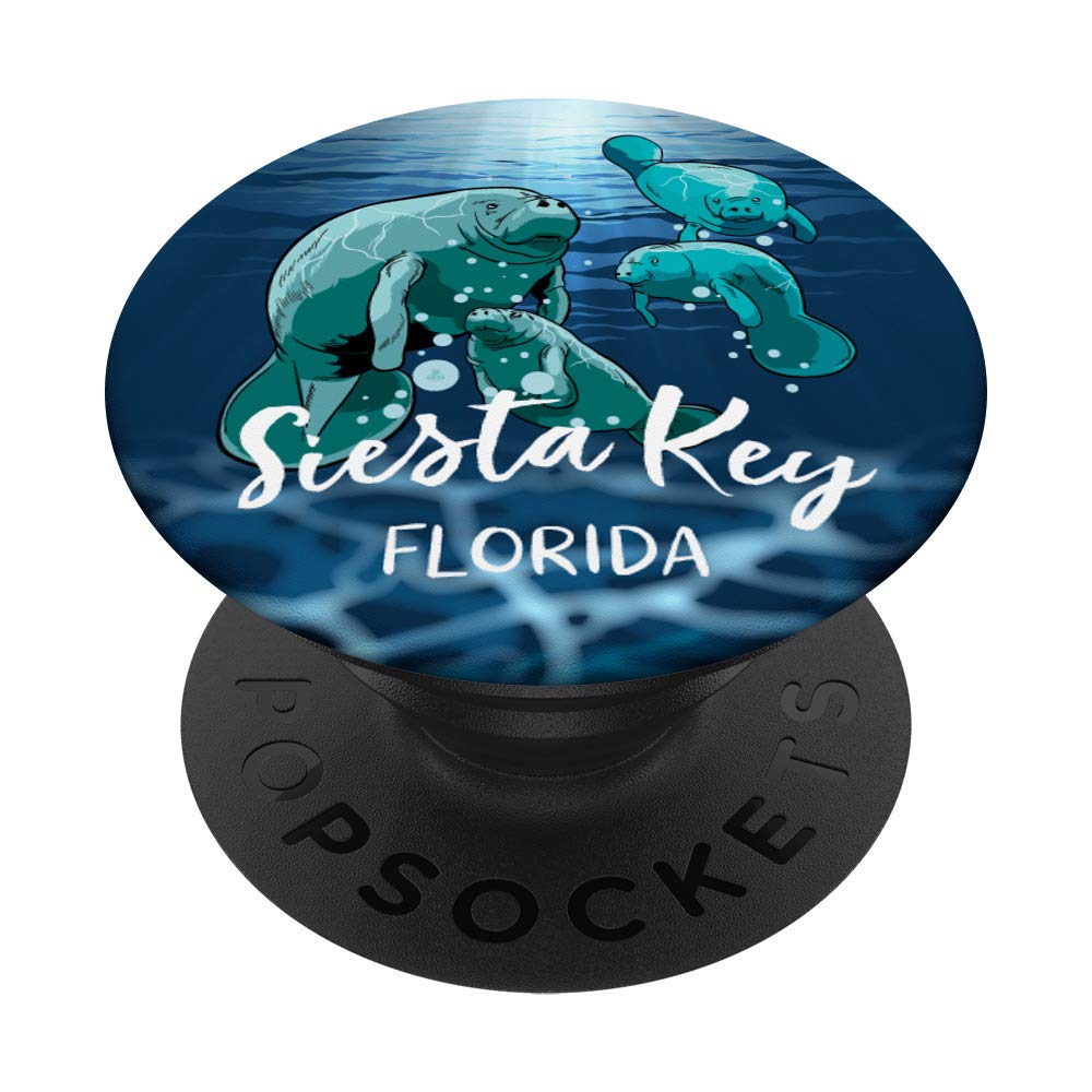 Siesta Key Florida Manatee PopSockets PopGrip - Swappable Phone & Tablet Stand with Grip - Cute Manatee Design Gift for Men, Women & Kids - Perfect for Travel, Work & Everyday Use