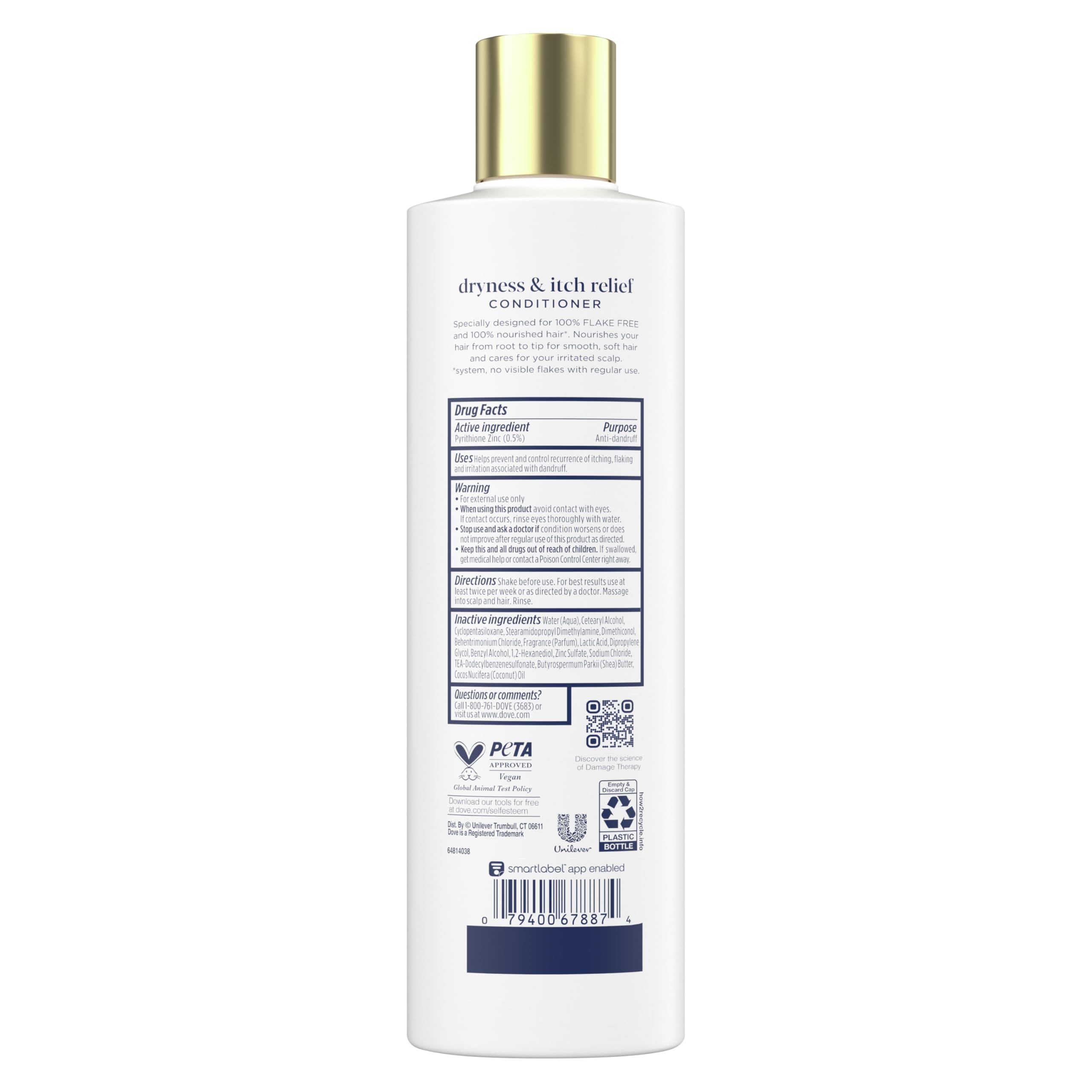Dove Damage Therapy Derma Conditioner for Dry & Itchy Scalp - Pyrithione Zinc & Coconut Oil Formula (12 Fl Oz) - Soothes Flaky Scalp & Restores Hair Health - Perfect for Daily Use & Sensitive Scalp Care