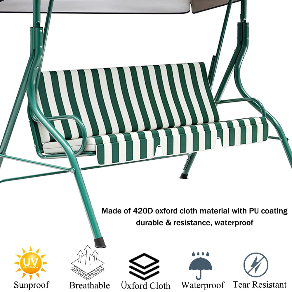 FCOUIID 3-Seat Patio Swing Cushion Cover - Waterproof 420D Fabric Replacement for Outdoor Garden Swing Bench (59