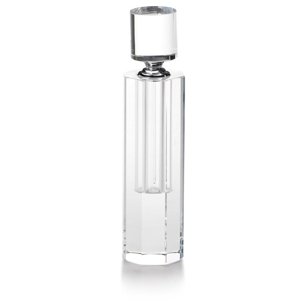 Abasi 8.3 Inch Tall Clear Glass Perfume Bottle - Hexagon Shaped Refillable Container for Essential Oils & Fragrances | Perfect for Home Decor, Bathroom Organizer & Gift Packaging