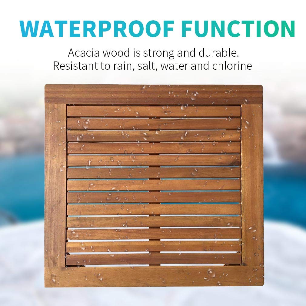 3-Piece Acacia Wood Patio Bistro Set - Outdoor Dining Furniture with Water-Resistant Cushions & Coffee Table - Perfect for Beach, Backyard, Garden, and Poolside Relaxation