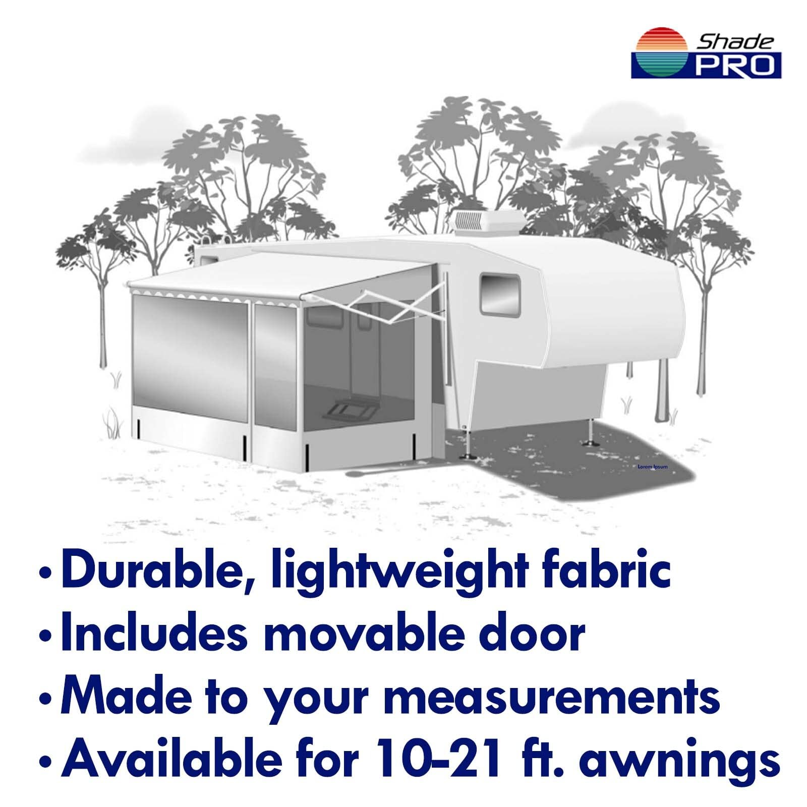 ShadePro 10ft RV Awning Screen Room - Portable Camper Enclosure for Outdoor Living, Patio & Porch - Waterproof & UV Protection for Family Camping, Picnics & Backyard Relaxation
