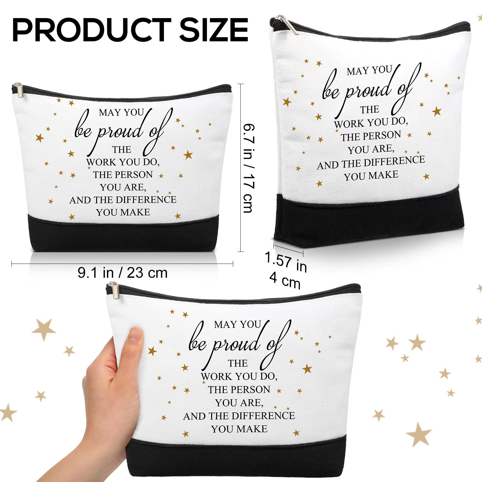 Roowest 20 Pcs Inspirational Makeup Bags for Women - Bulk Cosmetic Pouches with Zipper, Coworker Appreciation Gifts, Employee Recognition Week, Social Worker Gifts (White, Proud) - Perfect for Office Celebrations, Team Building Events & Thank You Presents