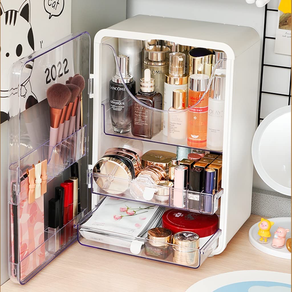 2-Layer Desktop Cosmetic Storage Box | Portable Makeup Organizer for Dresser & Bathroom | Large Beauty Storage for Perfume, Skincare & Cosmetics | Perfect for Vanity, Travel & Home Organization