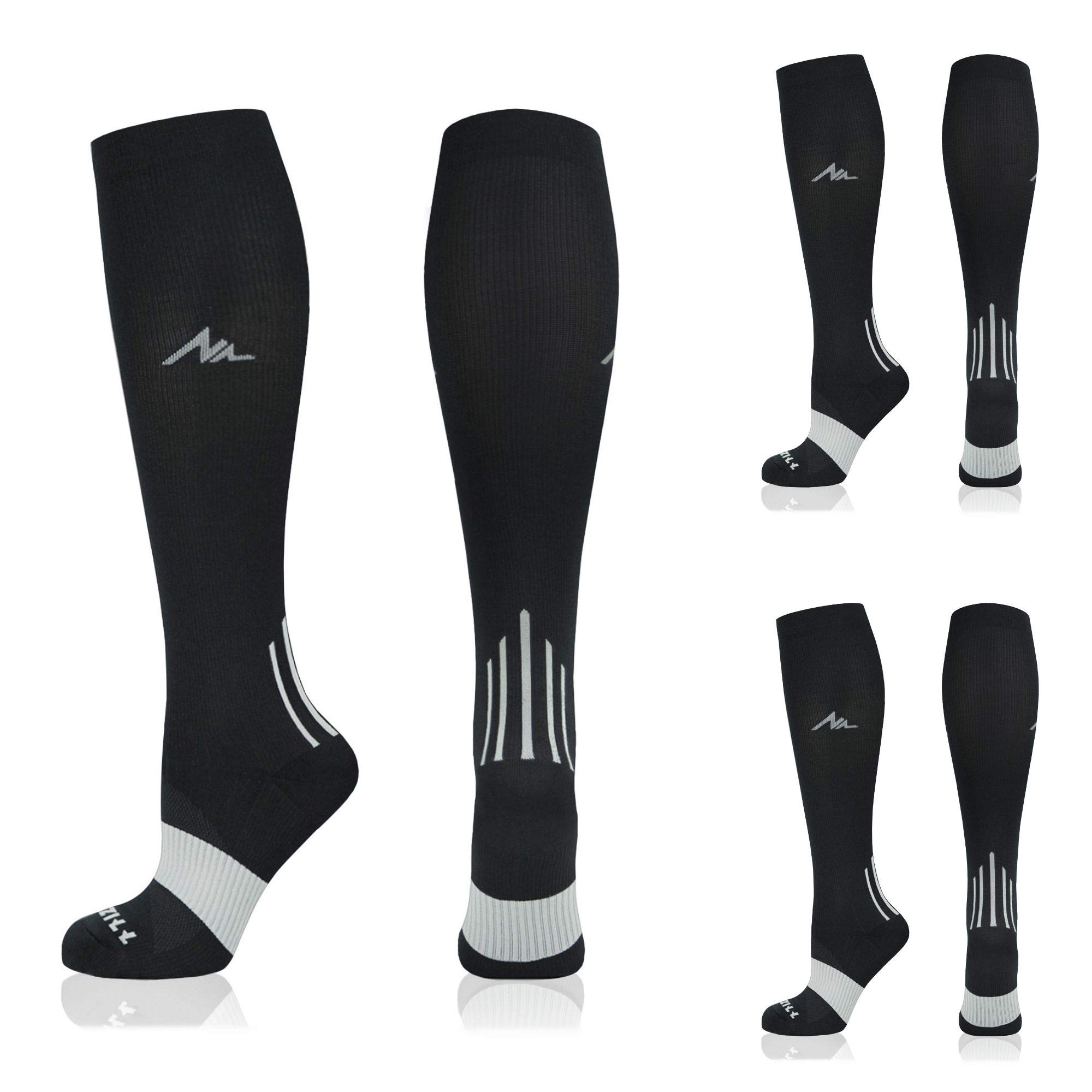 3 Pairs NEWZILL Compression Socks for Women & Men - 20-30 mmHg Graduated Support for Running, Cycling & Travel - Improve Blood Circulation & Reduce Leg Fatigue - Perfect for Athletes, Nurses & Frequent Flyers