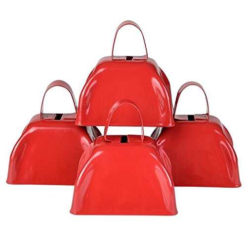 Rhode Island Novelty Red Metal Cowbell - 12 Pack - Loud & Durable for Sports Events, Cheerleading, and Farm Use