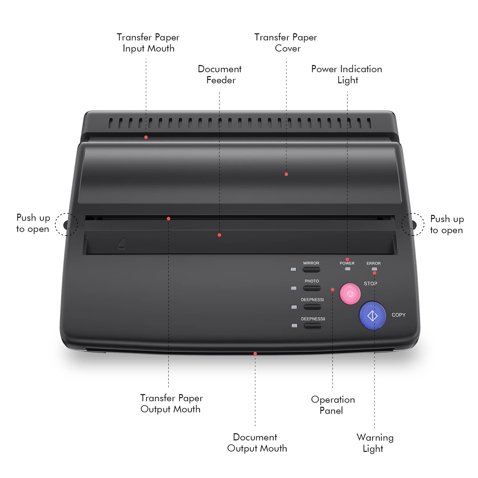 Professional TATELF Tattoo Stencil Machine - Thermal Copier & Printer for Tattoo Artists with 20pcs Transfer Paper (Black) - Perfect for Tattoo Shops, Home Studios & Professional Body Art Design