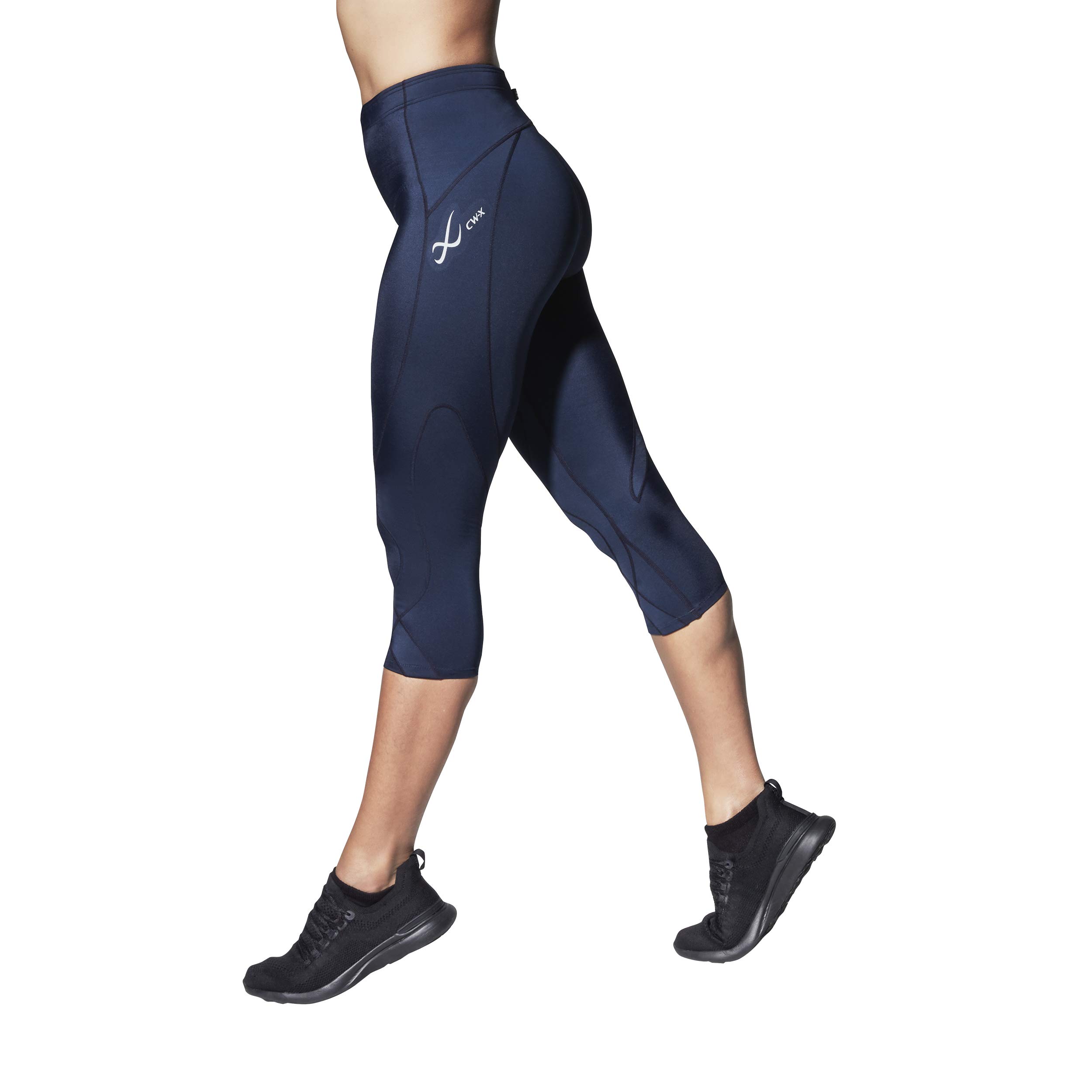 CW-X Women's Stabilyx Joint Support 3/4 Capri Compression Tight Pants - Knee & Hip Pain Relief for Running, Yoga & Workouts