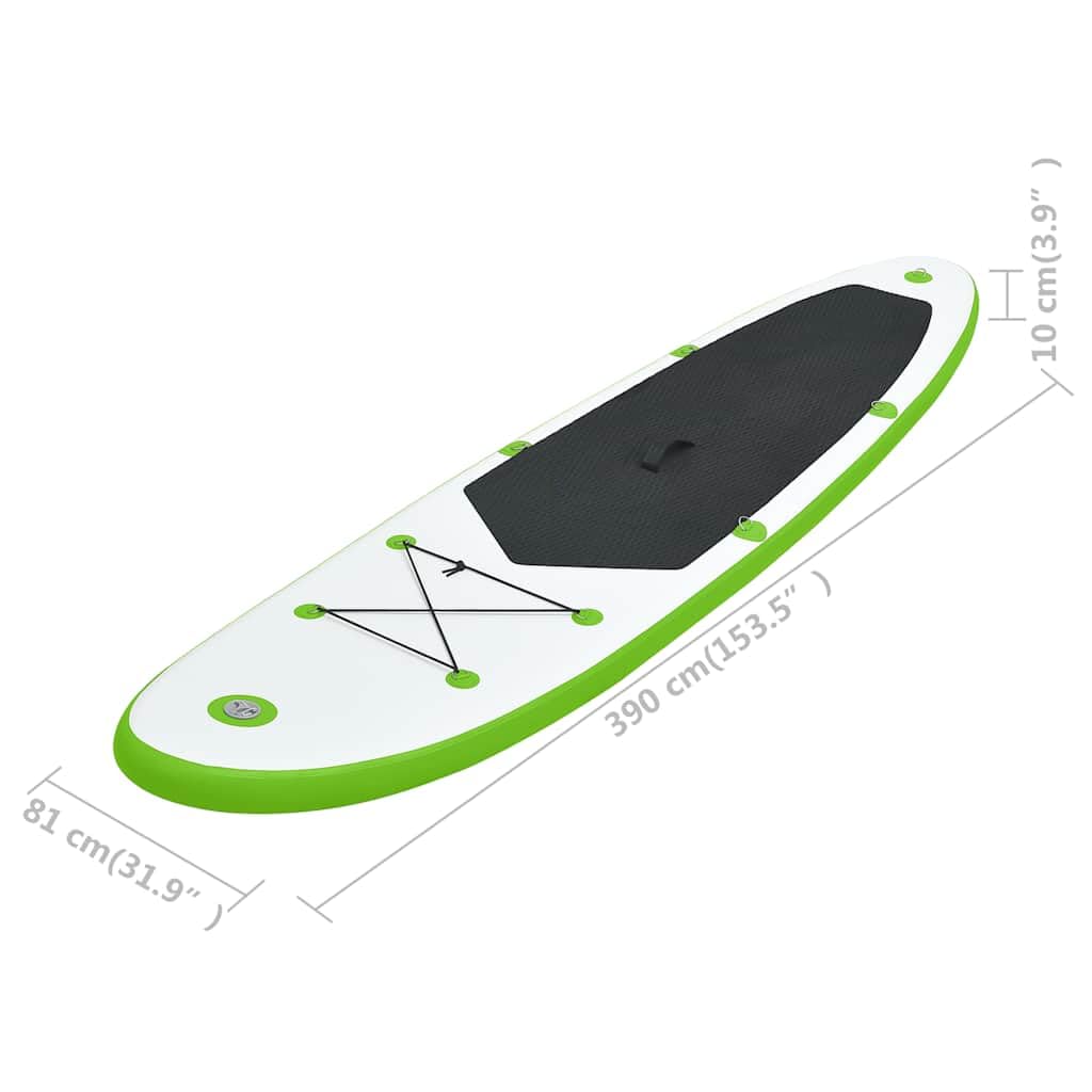 Inflatable Stand Up Paddle Board Set - 13.8ft Green & White SUP with Accessories | Portable for Lakes, Rivers & Ocean Paddling