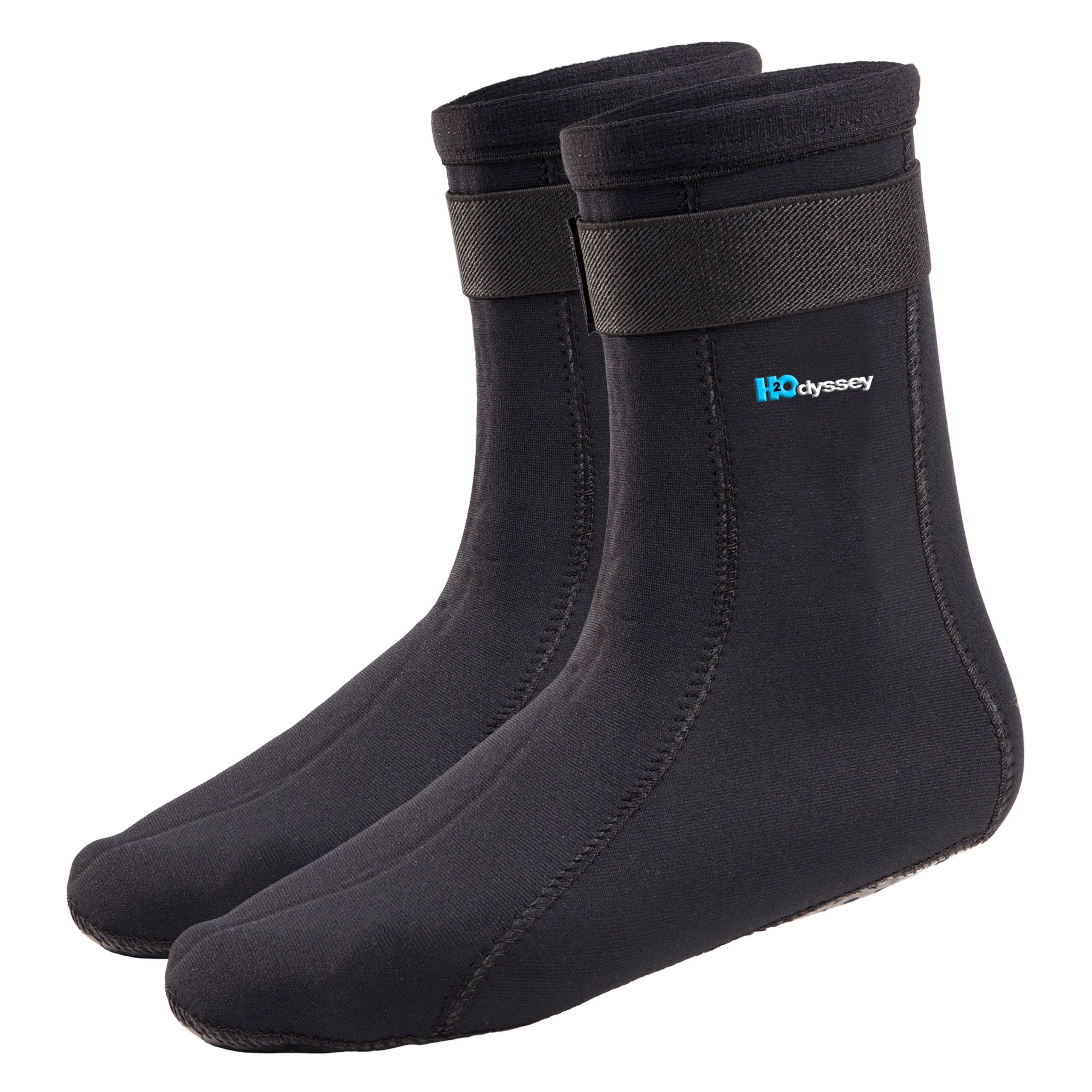 H2ODYSSEY 5mm Neoprene Diving Socks - High Ankle Water Socks for Scuba Diving, Snorkeling & Water Sports - Thermal Protection for Cold Water Activities