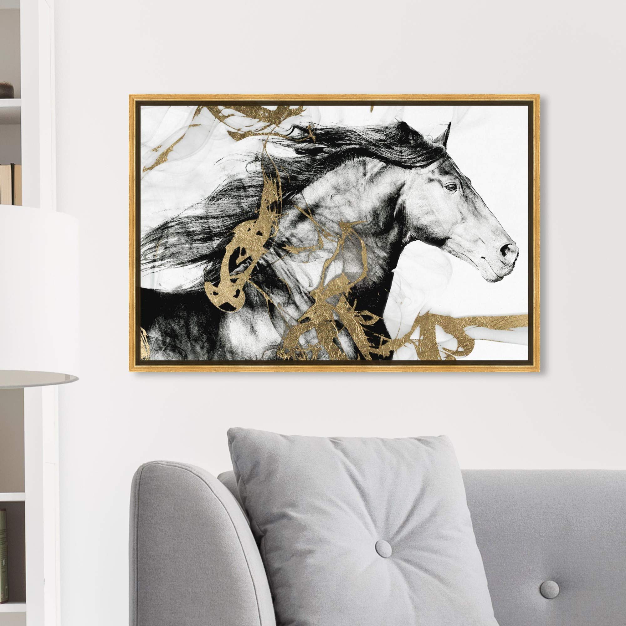 Premium Farm Animals Framed Wall Art Canvas Prints - Gold & Black Beauty Decor for Living Room, Bedroom, or Nursery | Modern Home & Office Wall Decor