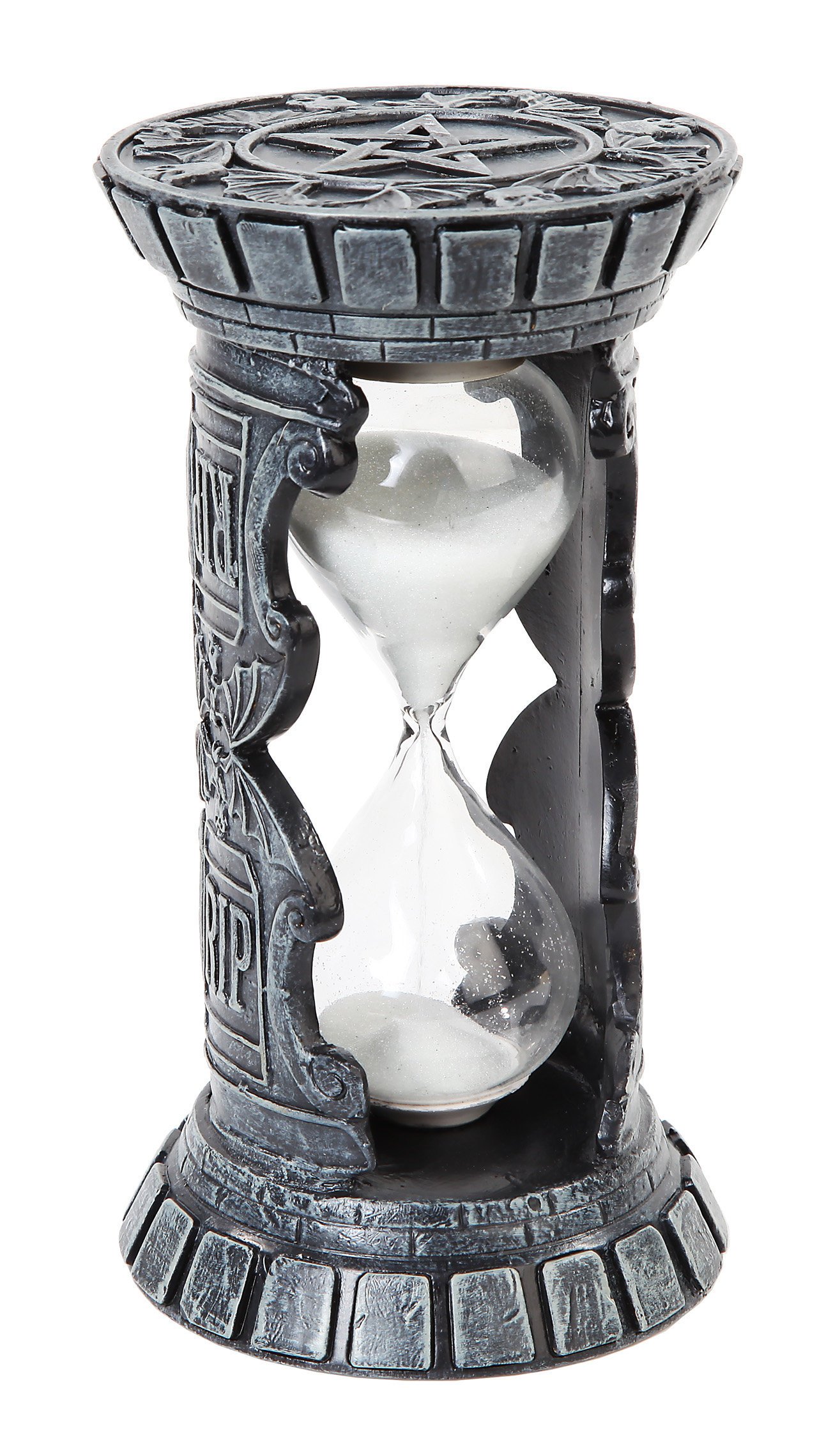 PTC 6.13 Inch Pentagram Bat Wing Sand Timer Hourglass Statue Figurine - Gothic Home Decor for Witchcraft Altar, Halloween Party & Dark Aesthetic Room