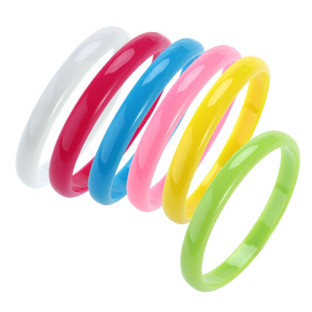 Bestoyard 6-Piece Fashion Plastic Bangle Bracelets Set - Mixed Candy Colors for Halloween Jewelry, DIY Crafts, Kids & Children Accessories - Perfect for Costume Parties, Dress-Up Play & Gift Giving