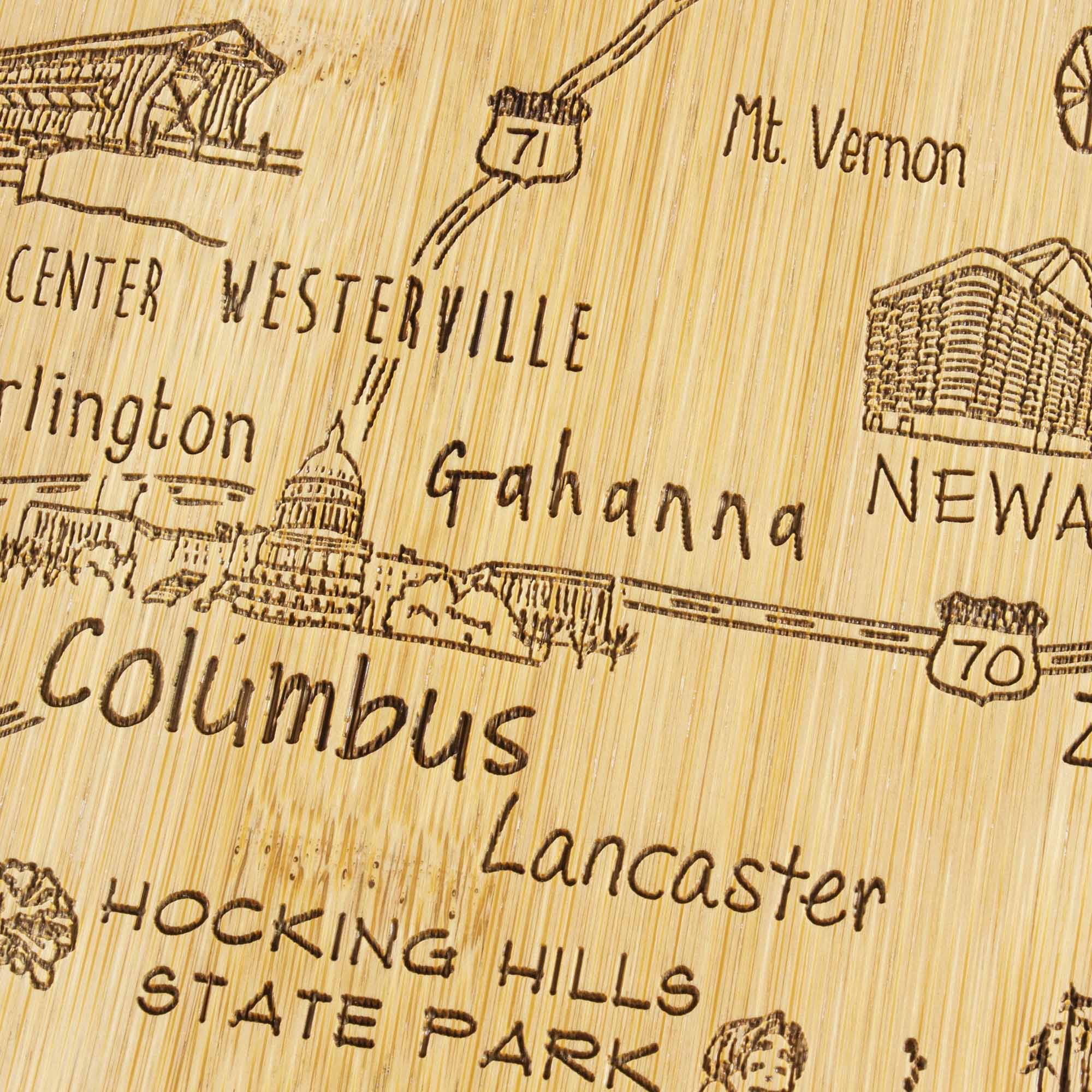 Ohio Shaped Wooden Cutting Board - 12