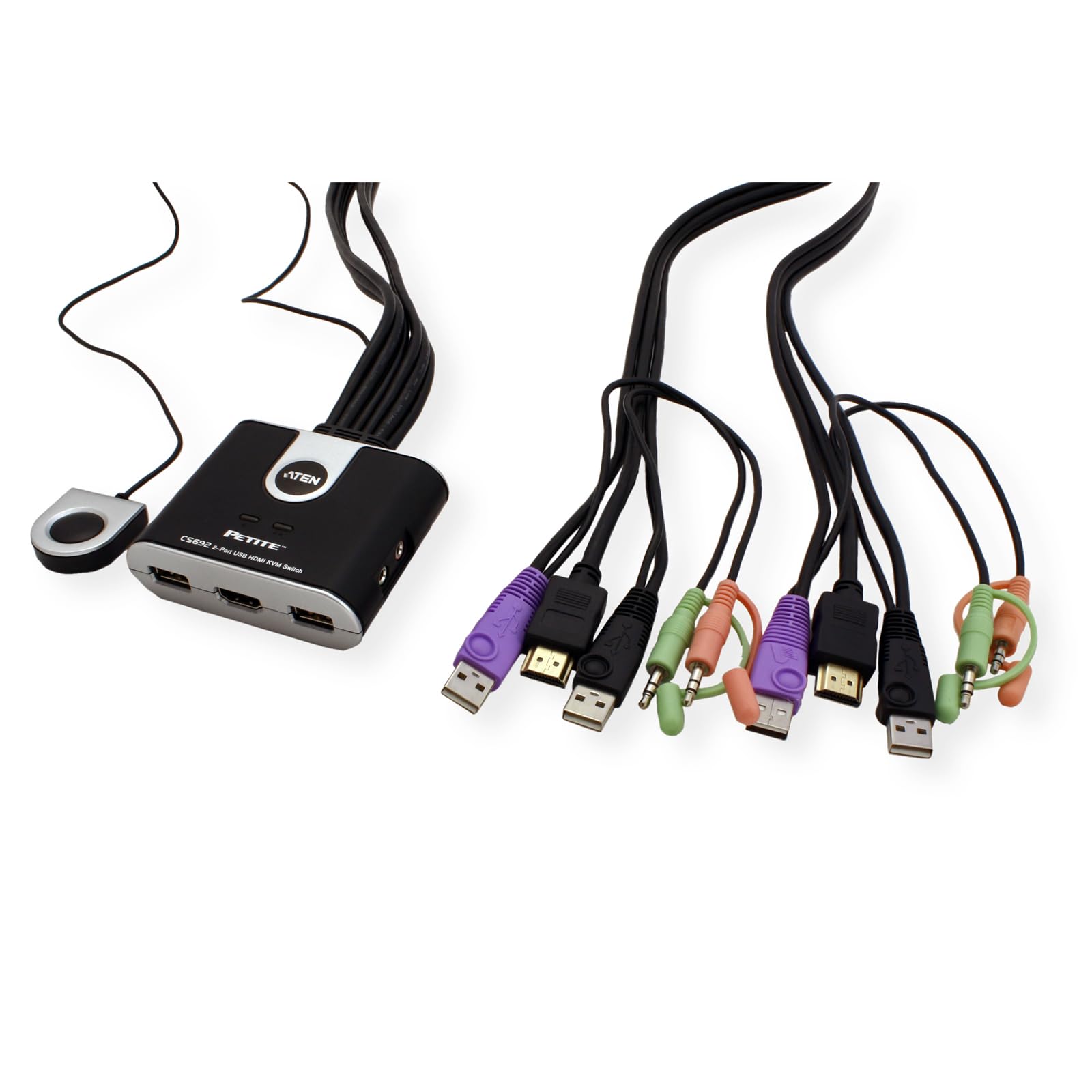 Aten Technologies CS692 2-Port USB KVM Switch for HD Video & Audio - Perfect for Home Office & Multi-Computer Workstations