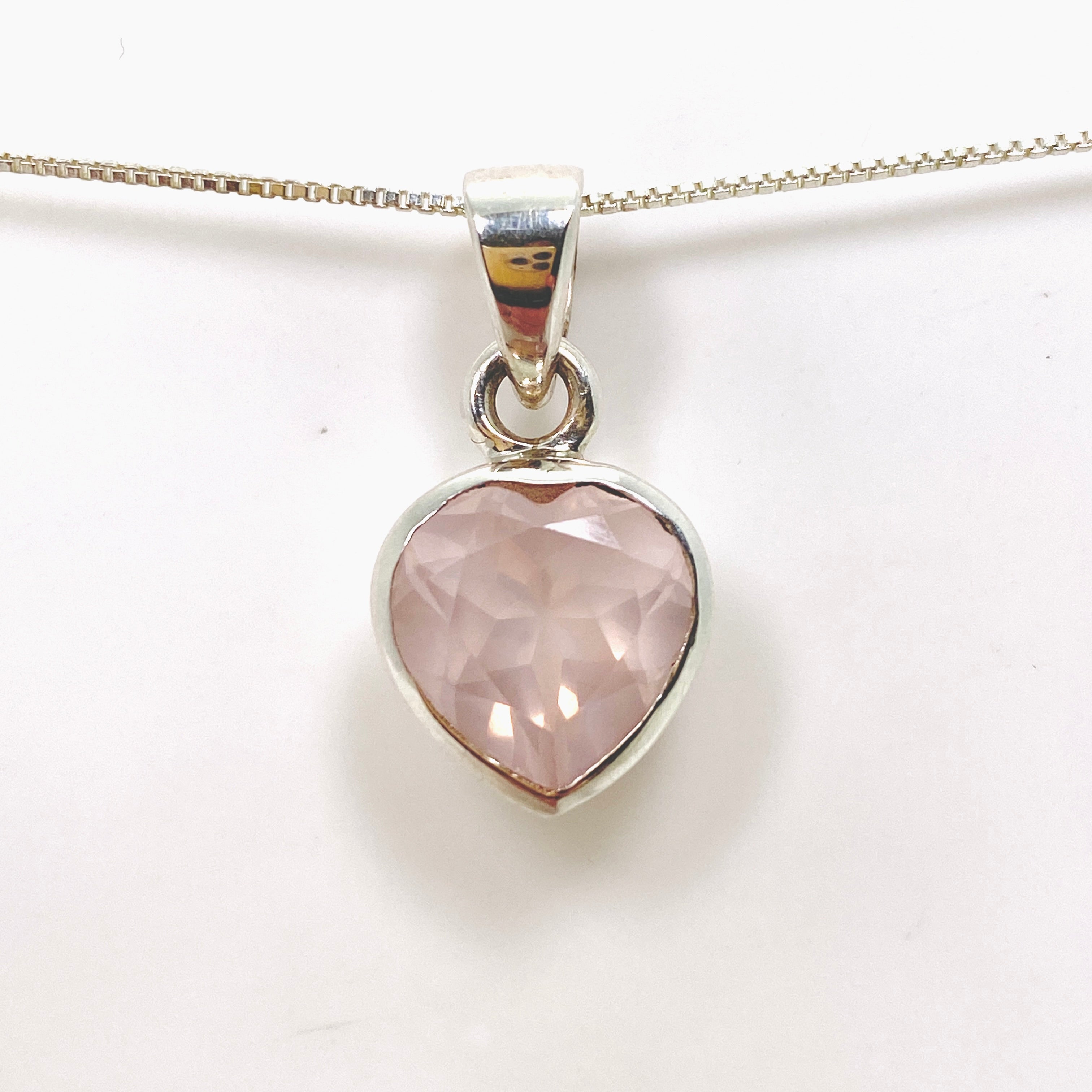 Rose Quartz Heart Faceted Pendant Necklace - Natural Gemstone Jewelry for Women - Perfect for Valentine's Gift, Meditation & Energy Healing
