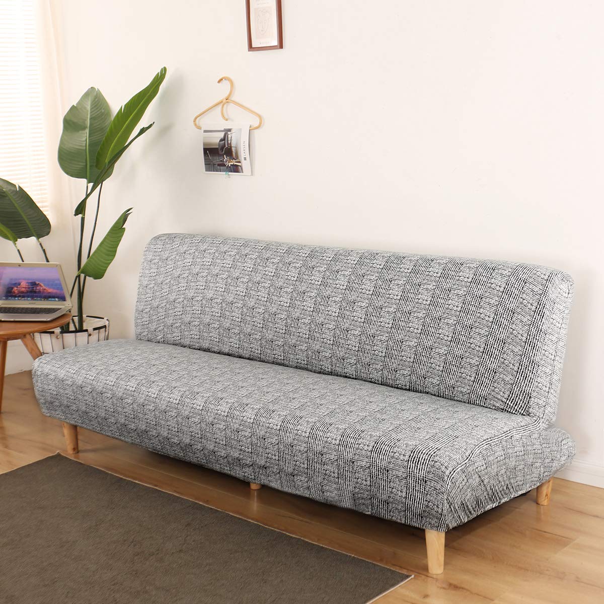 LiveGo Armless Futon Slipcover - Stretchable Folding Sofa Bed Cover with Elastic Bottom, Printed Fitted Couch Protector for Pets & Kids | Perfect for Living Rooms, Dorms & Guest Rooms