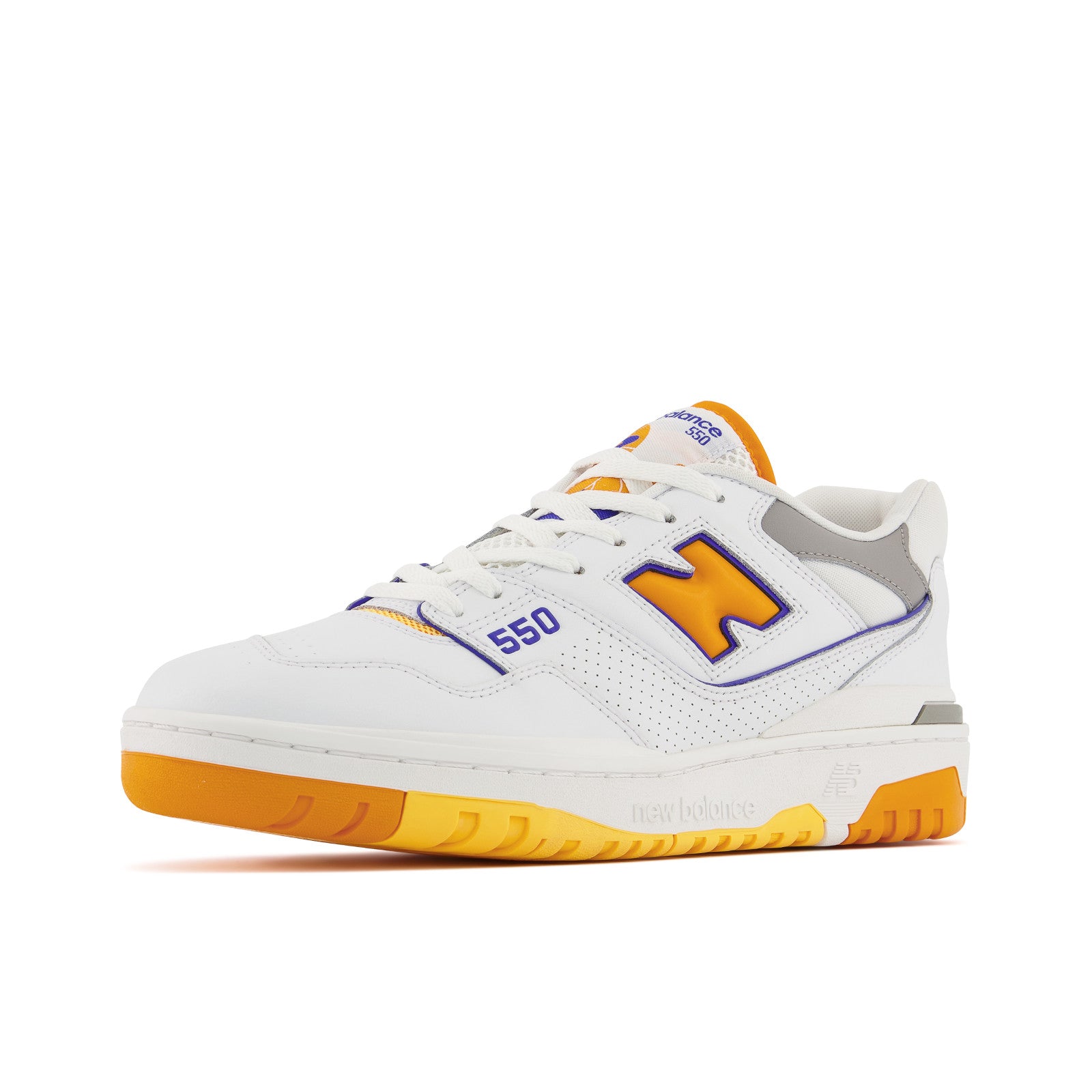 New Balance Men's 550 Lakers Basketball Shoes - White/Vibrant Orange/Purple Colorway | Retro Sneakers for Streetwear & Casual Outfits | Perfect for Basketball, Gym & Everyday Wear