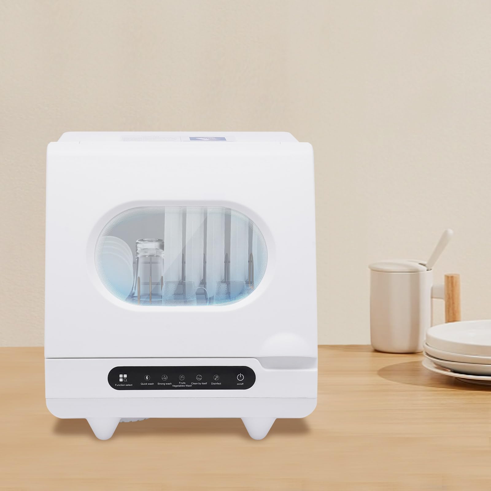 Portable Countertop Dishwasher - Compact Mini Dishwasher with 5 Wash Programs, Air-Dry Function & Water Hose - 1200W Energy Efficient for Small Apartments, RVs, Dorms & Tiny Homes - Perfect for Kitchenettes, Campers & Studio Living Spaces
