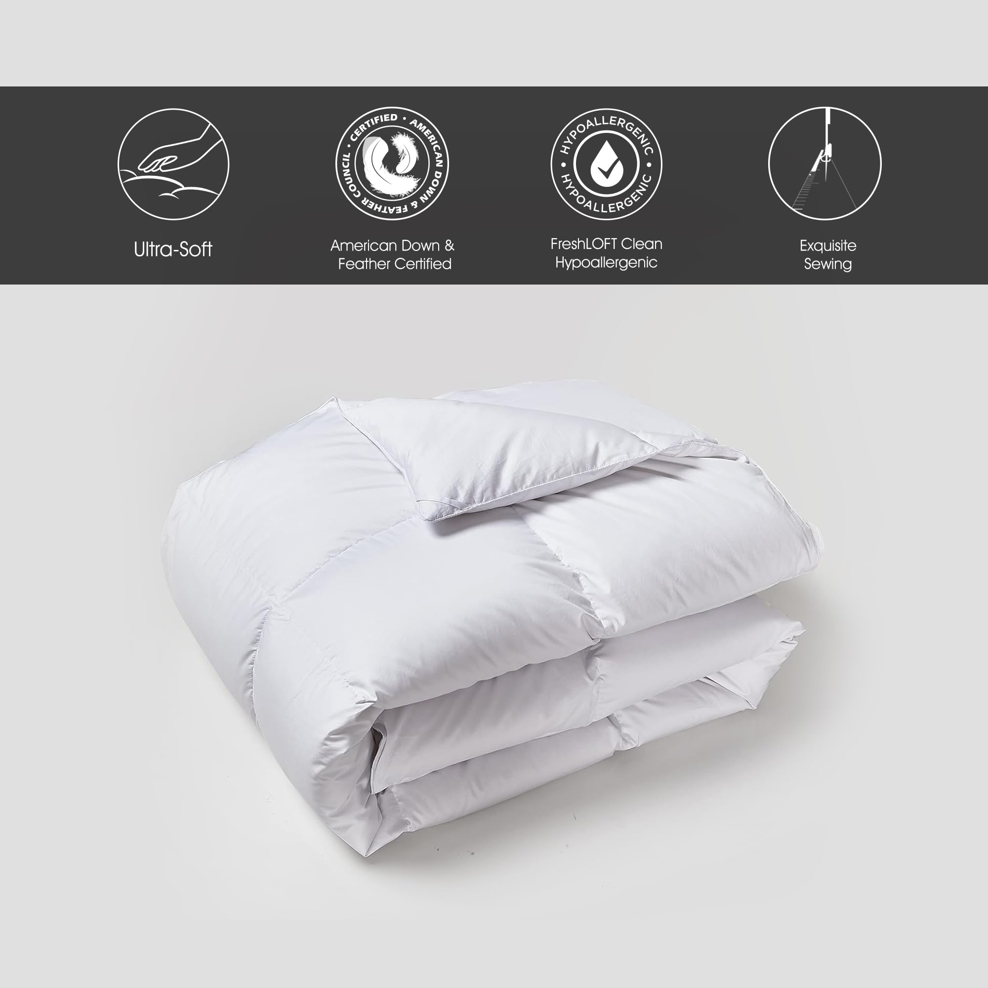 Beautyrest Tencel Cotton Blend White Down Alternative Comforter - All Seasons Medium Weight King Size Bedding - Perfect for Master Bedroom, Guest Room & Cozy Home Decor