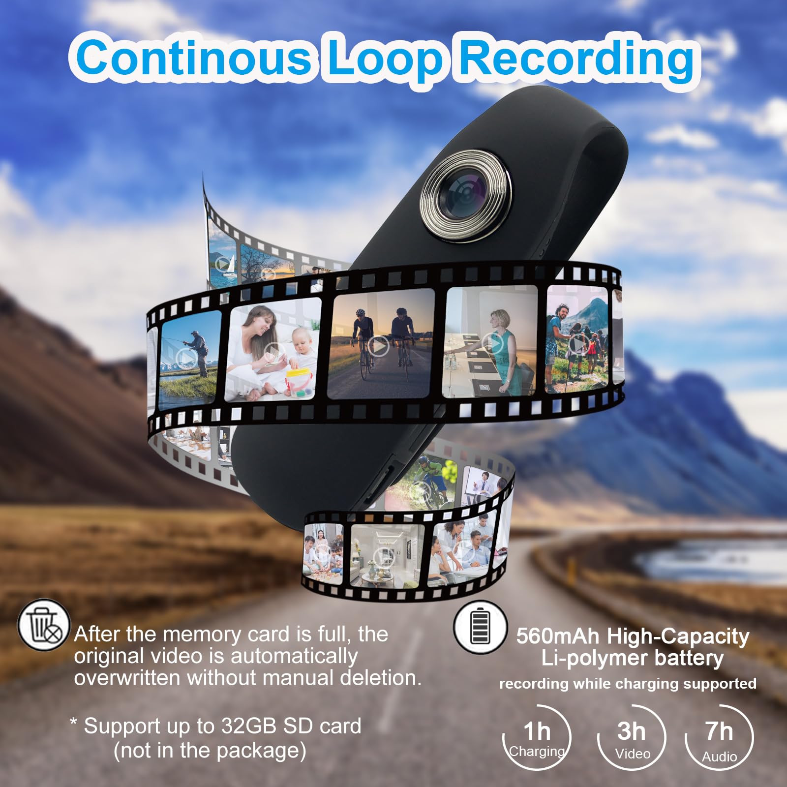 Mini Body Camera 1080P HD - Wearable Sports Camera with Video, Audio & Motion Detection - Portable Video Recorder for Cycling, Hiking, Security, Law Enforcement & Outdoor Adventures