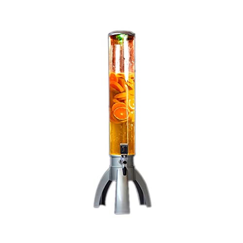 100 Oz Silver Beer Tower Drink Dispenser with Ice Tube Lights & Faucet - Keeps Beverages Cold for Home Bars, Restaurants & Parties | Perfect for BBQs, Game Nights & Outdoor Gatherings