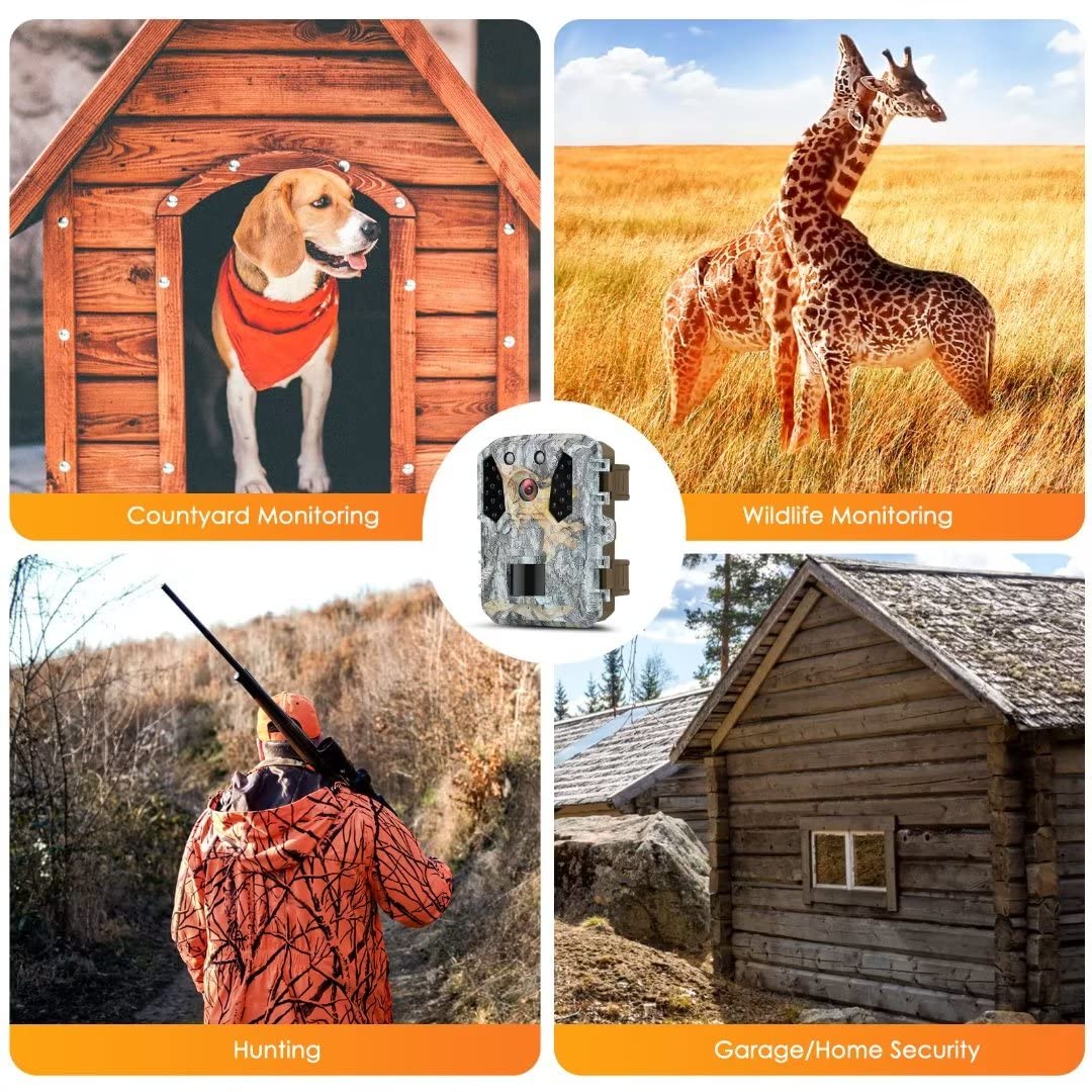 Hawkray 20MP 1080P Trail Camera with 32GB SD Card & Batteries, 120° Wide-Angle Motion Sensor, 0.2s Trigger Time, IP65 Waterproof - Ideal for Wildlife Monitoring, Hunting, and Outdoor Security