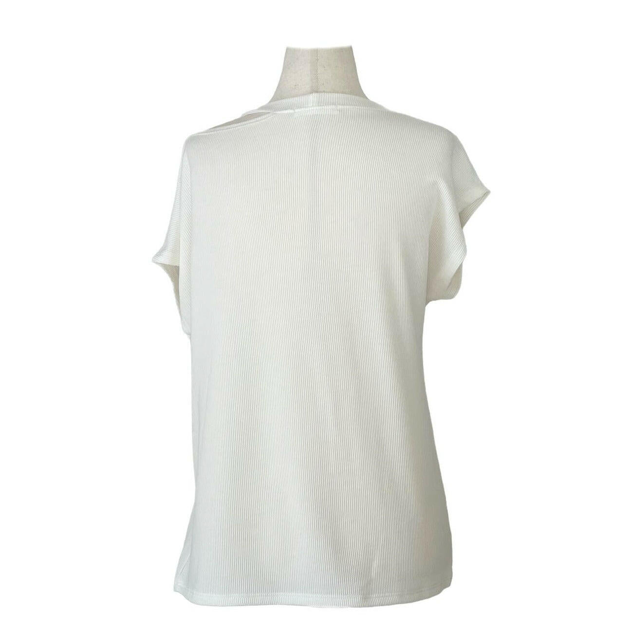 Women's Basic Essentials Cutout Ribbed Short Sleeve T-Shirt in Ivory - Casual Summer Tops for Streetwear & Layering