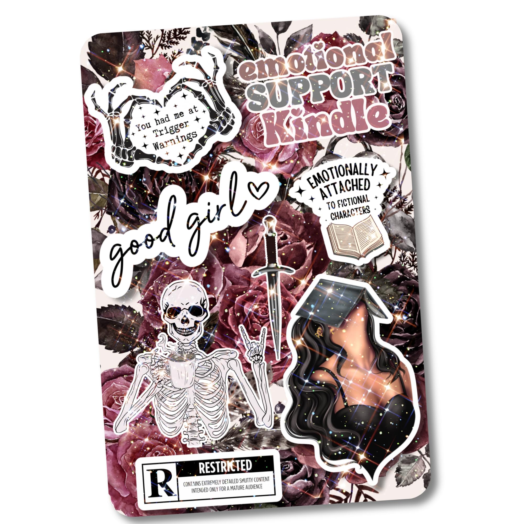Clear Back Cover Insert for Kindle Paperwhite 11th Generation | Protective Case Insert with Dark Romance Bookish Stickers | Perfect Kindle Accessories & Booktok Gifts for Women | Ideal for Reading, Travel & Book Lovers