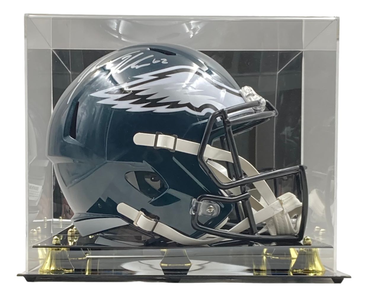 Jason Kelce Autographed Philadelphia Eagles Speed Replica Football Helmet with PSA ITP Hologram & Display Case - Perfect for Eagles Fans, Sports Memorabilia Collectors & Man Cave Decor