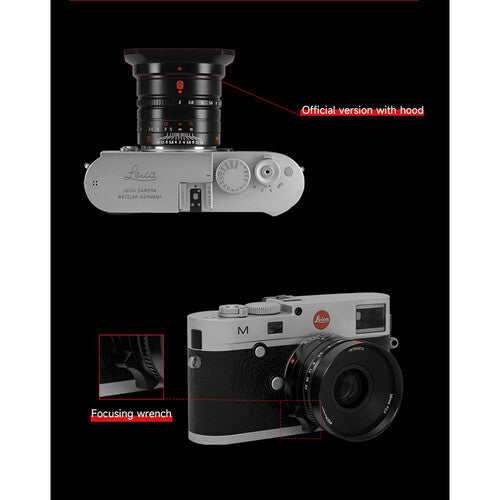 7Artisans 35mm f/2 Mark II Manual Focus Lens for Leica M Mount - Black | Compact Prime Lens for Street & Portrait Photography