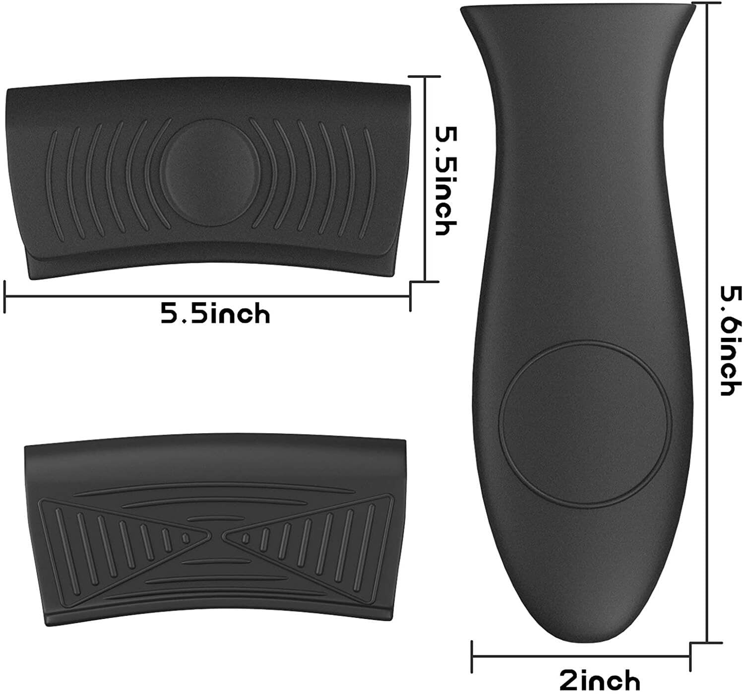 4 Pack Heat Resistant Silicone Pot Handle Covers - Non-Slip Oven Mitts for Cast Iron Skillets & Pans | Safe Grip Protectors for Hot Cookware | Perfect for Baking, Grilling & Stovetop Cooking (Black)