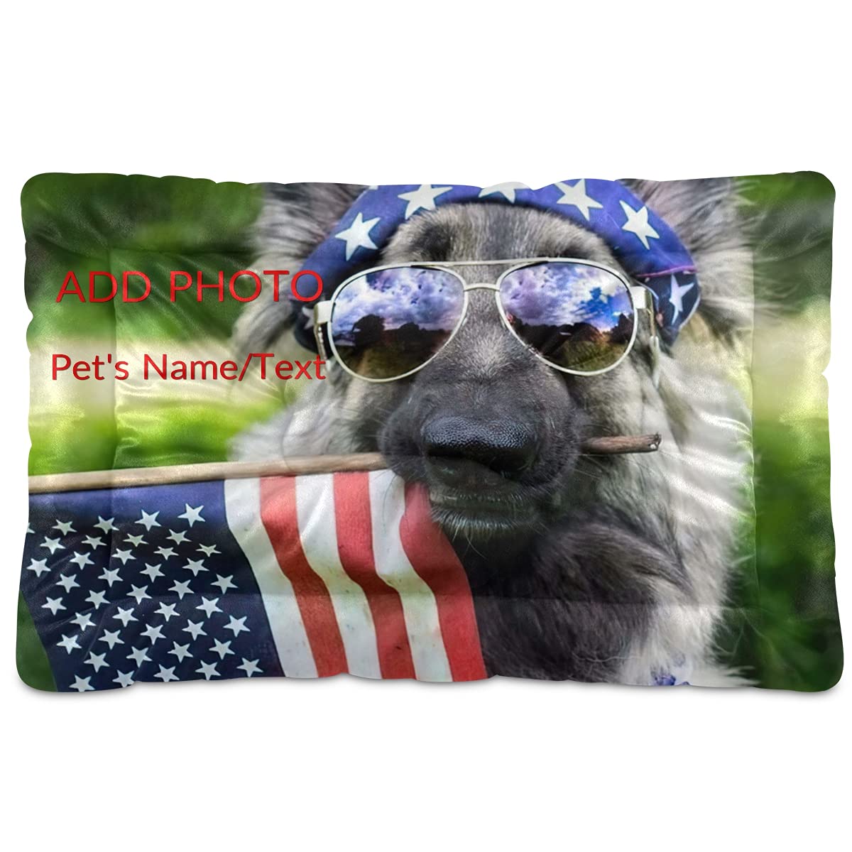 Custom Pet Photo Bed Mat - Personalized Dog Mat with Name for Soft Sleeping - Home & Travel Use