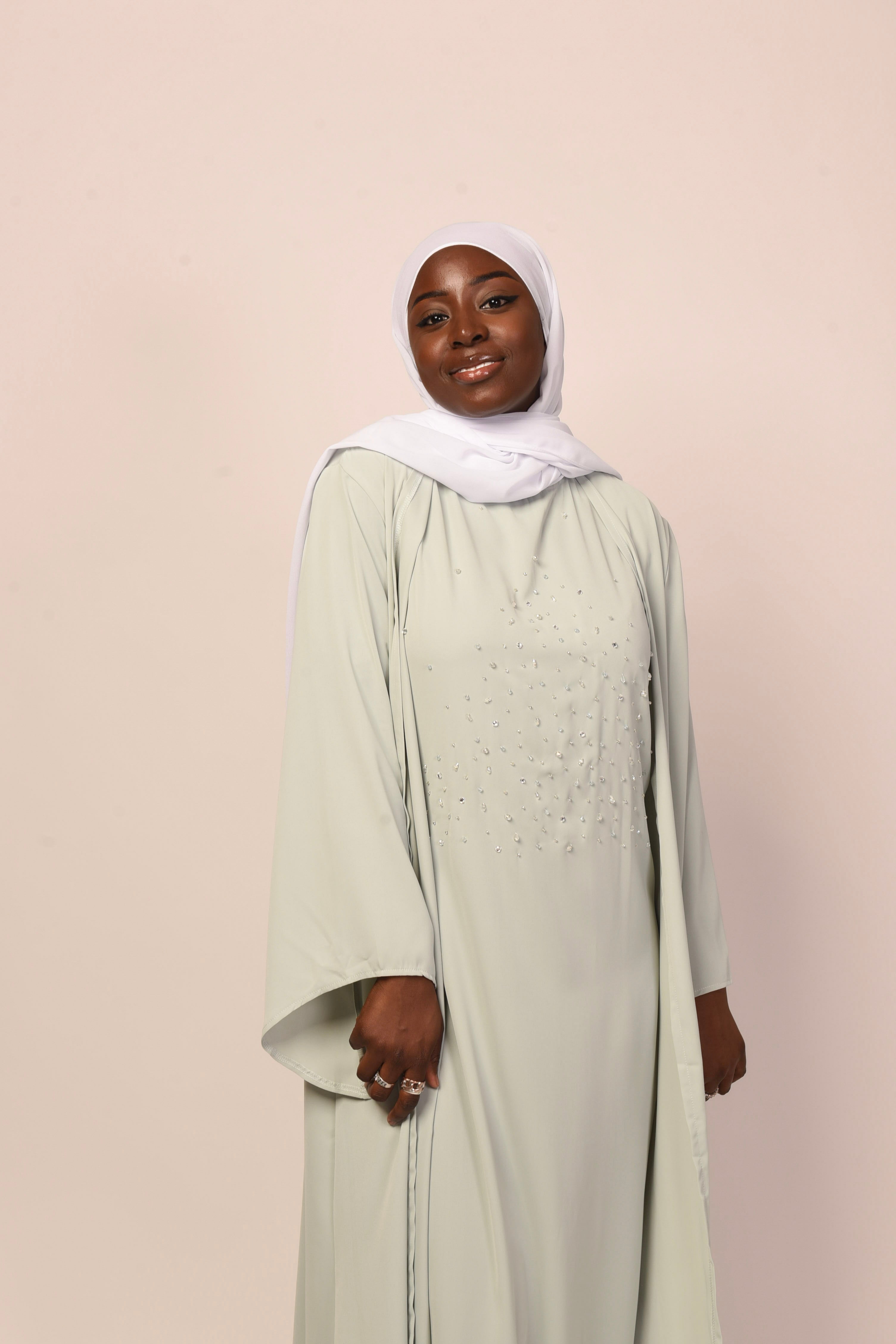 Inaya 4 Piece Abaya Set - Seafoam Green Modest Muslim Prayer Dress | Perfect for Eid, Ramadan & Special Occasions