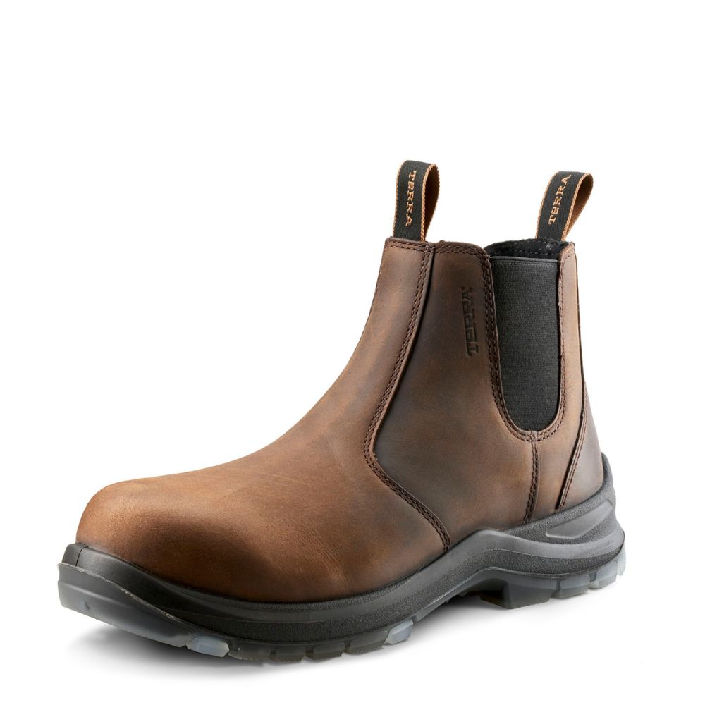 Terra Murphy Unisex 6 Composite Toe Slip-On Work Boots - Dark Brown | Lightweight Safety Shoes for Construction, Warehouse & Outdoor Work