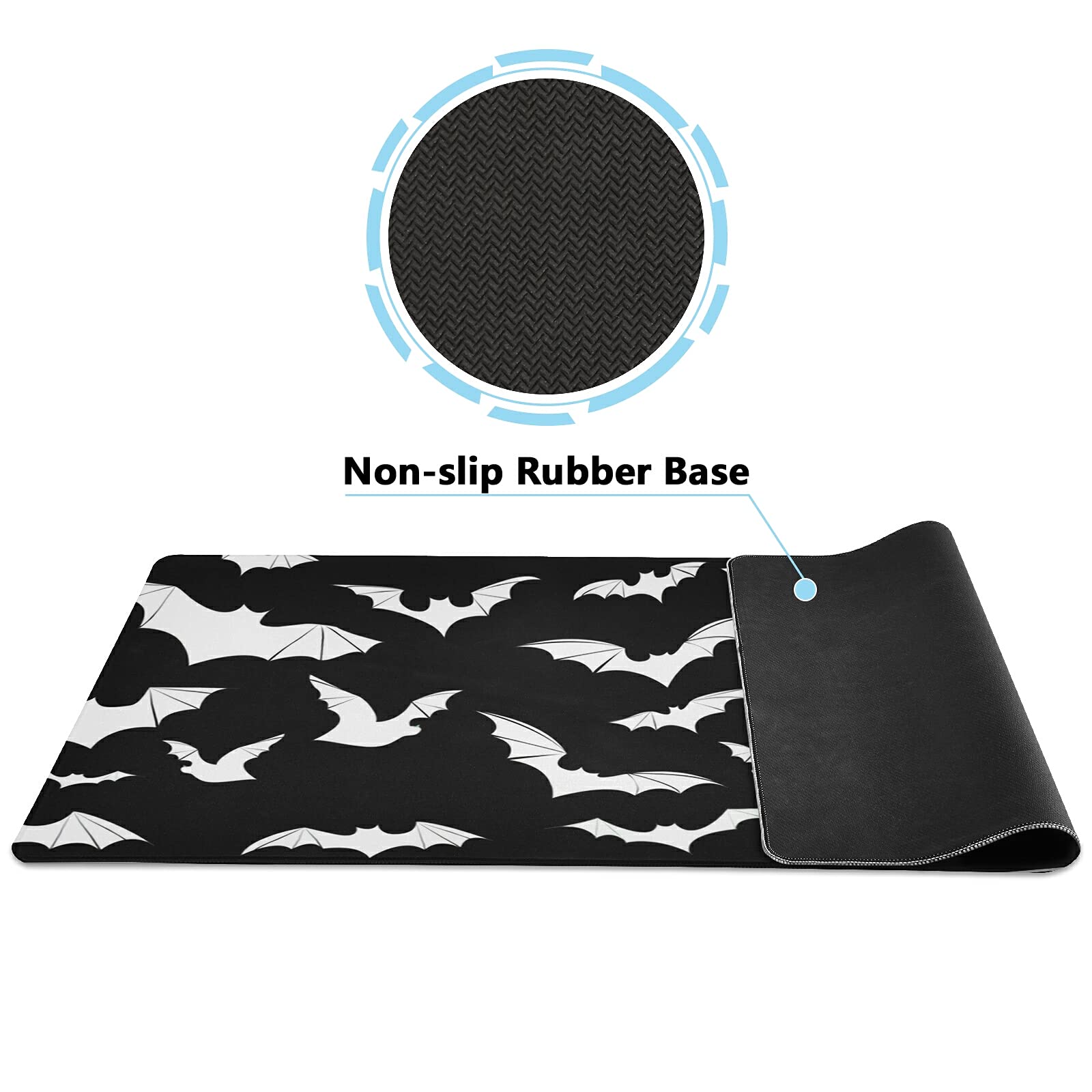 Halloween Bats Large Gaming Mouse Pad - Non-Slip Desk Mat for Computer & Laptop (35.4x15.7 Inches) - Perfect for Halloween Decor, Gaming Setup & Office Workspace