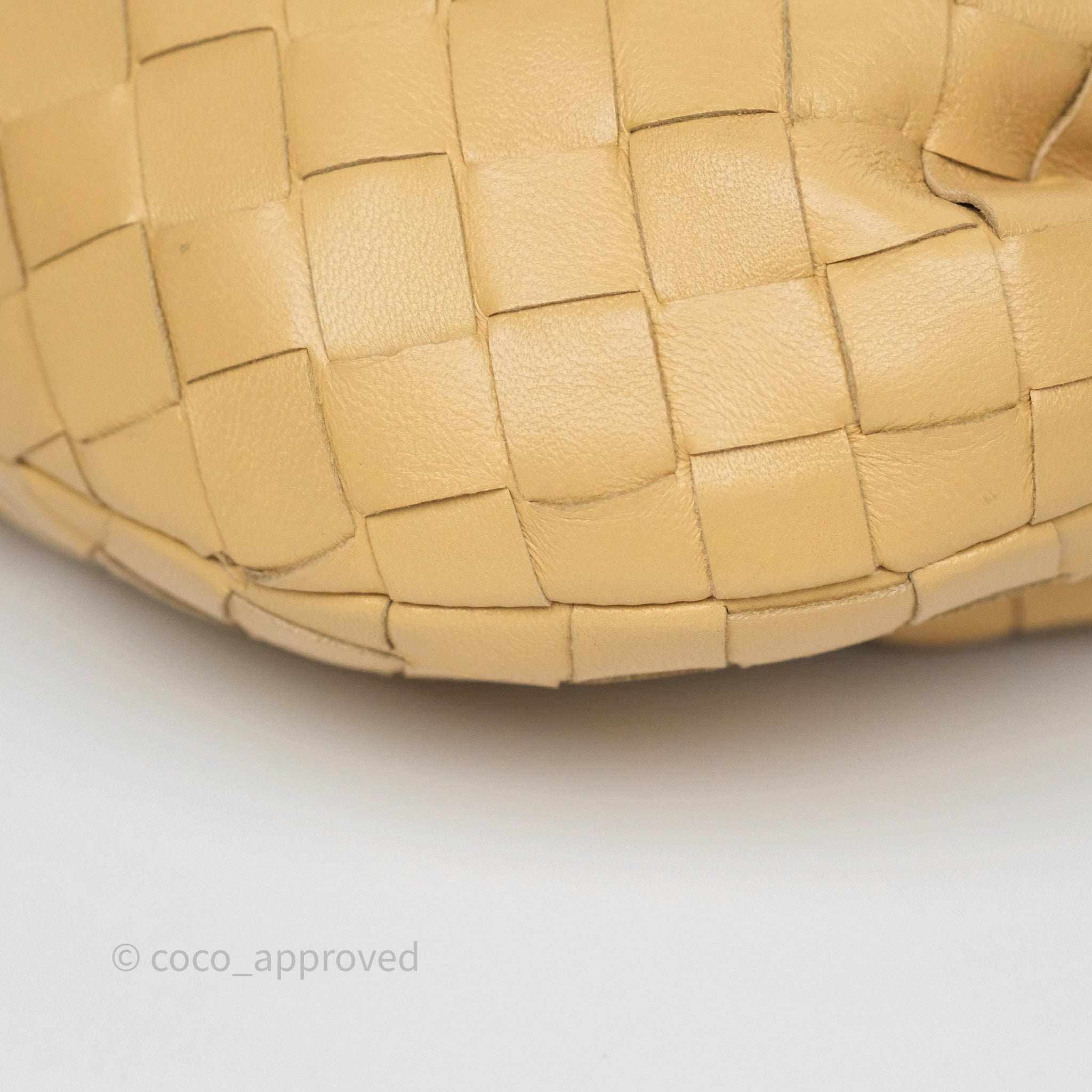 Bottega Veneta Mini Jodie Bag in Intrecciato Almond Lambskin Leather - Luxury Crossbody Purse for Women, Perfect for Date Night & Evening Events