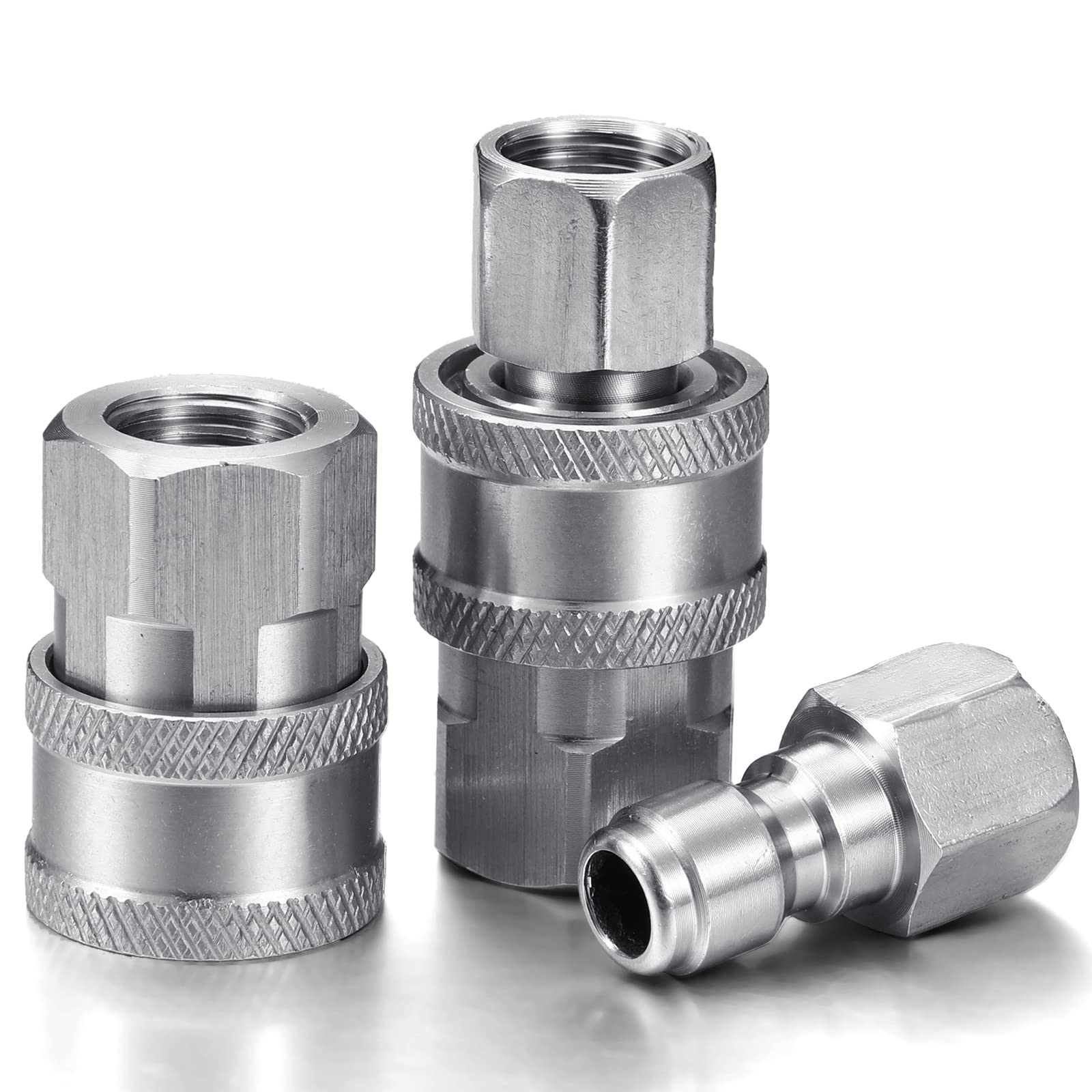 Shimeyao 2 Sets 1/4 Inch NPT Pressure Washer Quick Connect Coupler - Male & Female Quick Disconnect Fittings for Pressure Washer Accessories (Internal Thread) - Perfect for Car Washing, Home Cleaning & Outdoor Equipment Maintenance