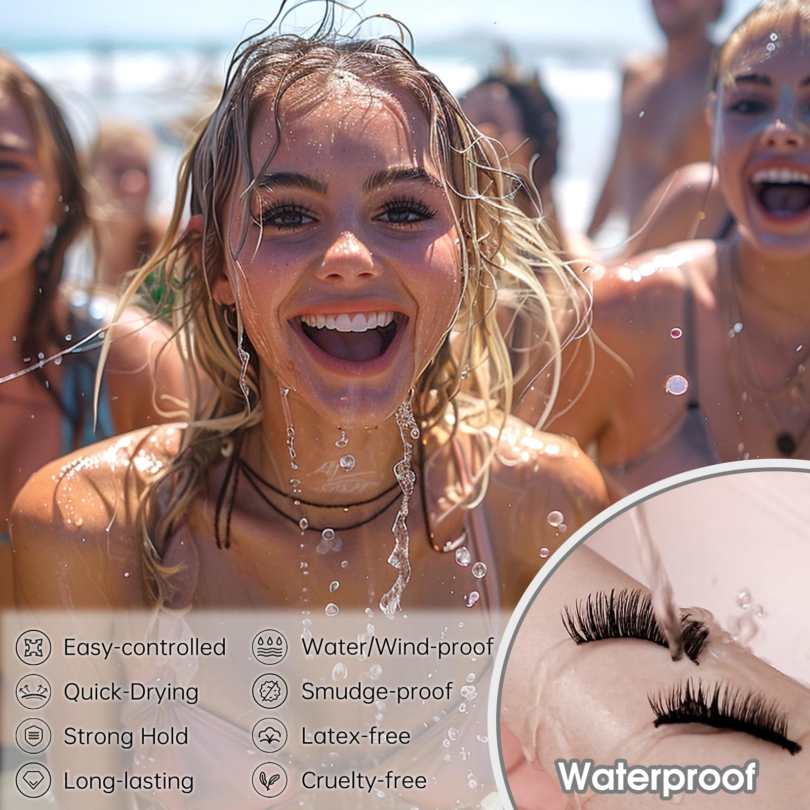 2-in-1 Black Eyelash Glue & Eyeliner Set with Clear Lash Adhesive + 3 Pairs 3D Natural False Eyelashes - Waterproof, Quick-Dry, Long-Lasting Felt Tip Pen Liner for Dramatic Eye Makeup Looks - Perfect for Parties, Weddings and Special Occasions