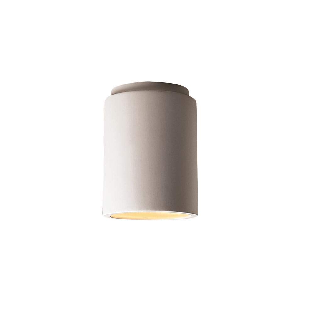 Justice Design Cylinder Paintable Ceramic Flush Mount Ceiling Light - White Bisque Finish for Living Room, Dining Room, Bathroom, Hallway & Office - Perfect for Modern Home Decor and Ambient Lighting