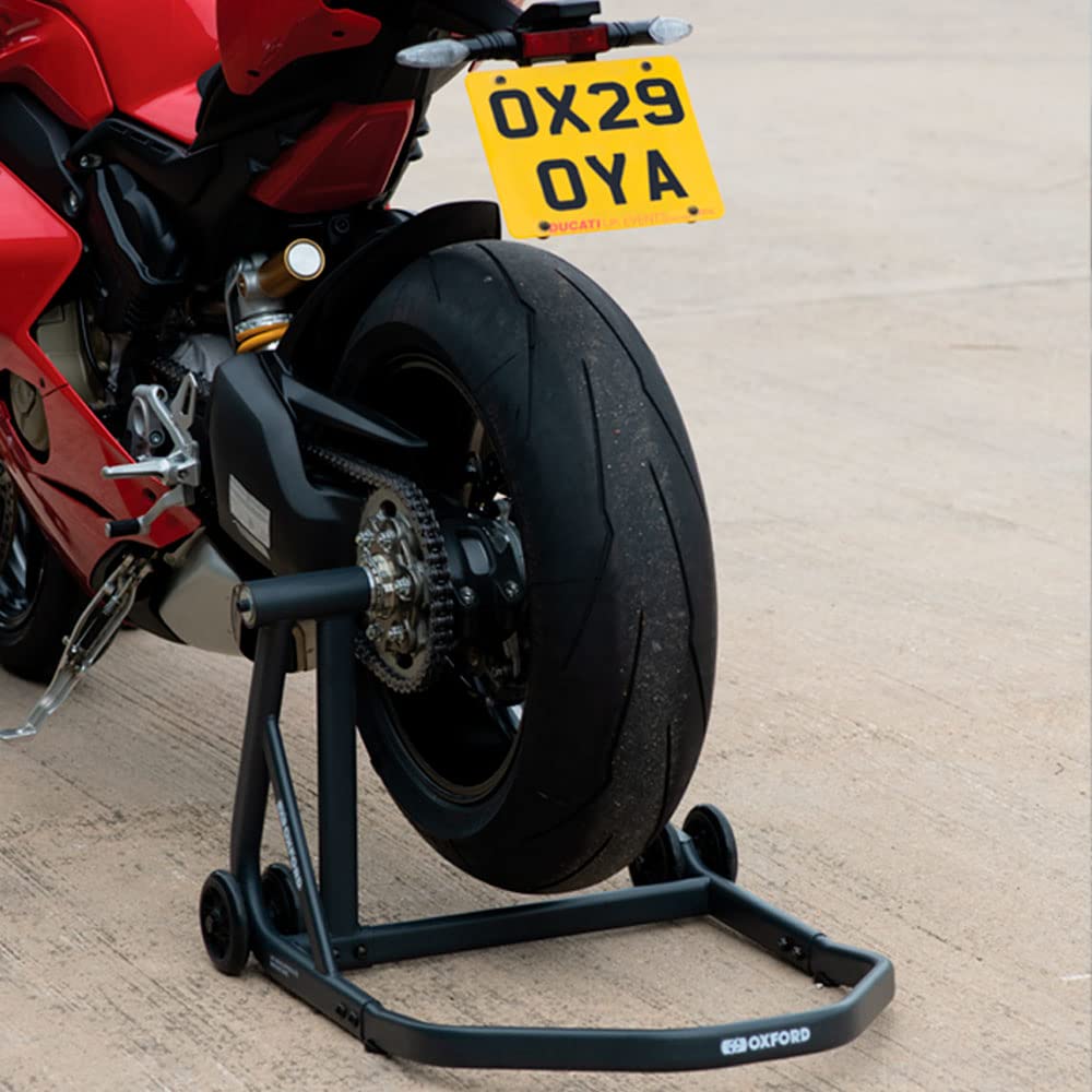 Oxford Products Zero-G Single Sided Paddock Stand for Motorcycles - Heavy Duty Bike Lift with Rubber Pads OX266 - Perfect for Motorcycle Maintenance & Storage in Garage