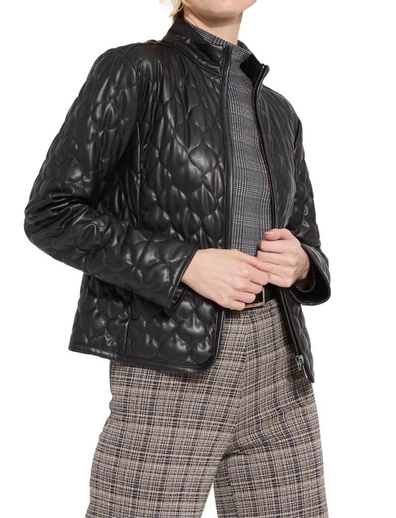 Lyssé Brooklyn Vegan Leather Jacket - Women's Faux Leather Lightweight Quilted Jacket | Stylish Vegan Outerwear for Casual Wear, Date Night & Fall Fashion