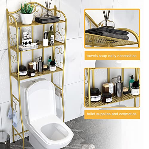 Over The Toilet Storage Rack - 3-Tier Bathroom Organizer Shelf for Towels, Toiletries & Plants | Space Saving Freestanding Bath Essentials Holder | Perfect for Small Bathrooms & Apartment Living