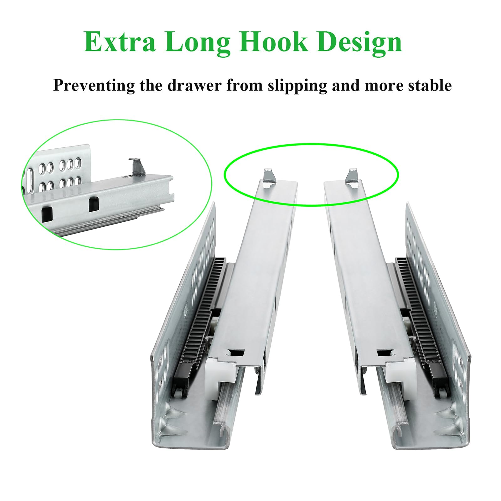 6 Pairs of 24 Inch Undermount Soft Close Drawer Slides - Bottom Mount Full Extension Cabinet Glides for Frameless Cabinets - Perfect for Kitchen, Bathroom & Office Storage Organization