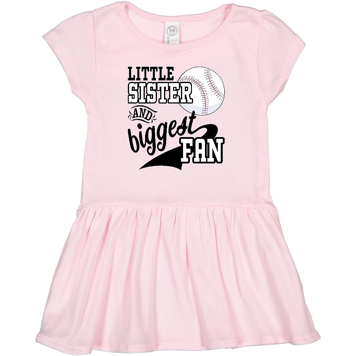 Inktastic Little Sister and Biggest Baseball Fan Toddler Dress - Cute Baseball-Themed Outfit for Baby Girls, Perfect for Game Day, Family Photos & Playdates