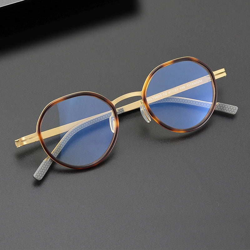 Stylish Unisex Black Acetate & Alloy Round Full Rim Eyeglasses 9603 - Perfect for Reading, Work, and Everyday Fashion