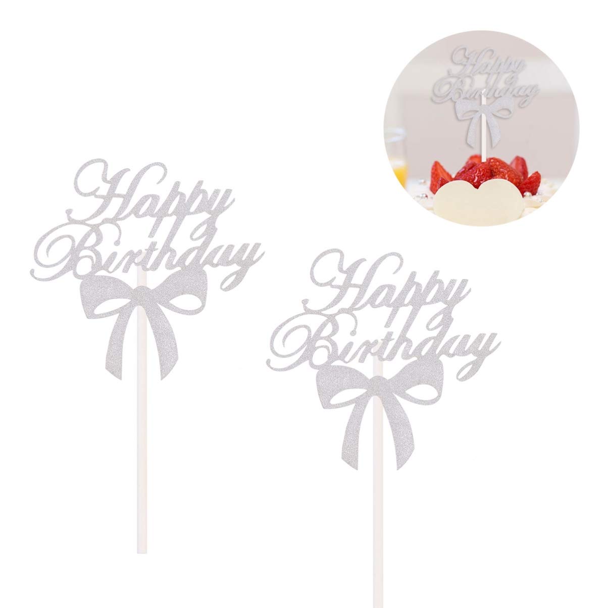 10Pcs Gold Glitter Paper Bow Cake Toppers - Elegant Cupcake Decorations for Birthday, Wedding, Dessert Table & Party Supplies - Cake Decorating, Fruit Picks & Sweet Treat Decorative Accessories